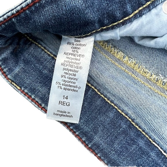 Edgely Maurices Jeans Size 14 High Rise Front Seam Flare Retro Boho Raw Hem Blue - Picture 10 of 11